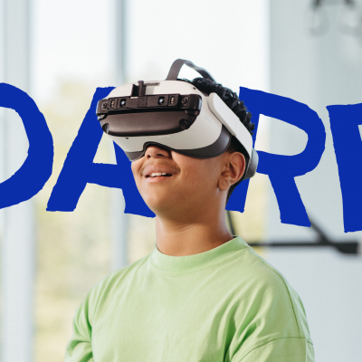 A child using VR technology during therapy.