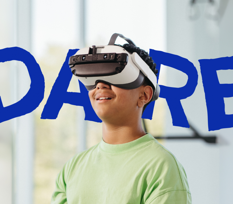 A child using VR technology during therapy.